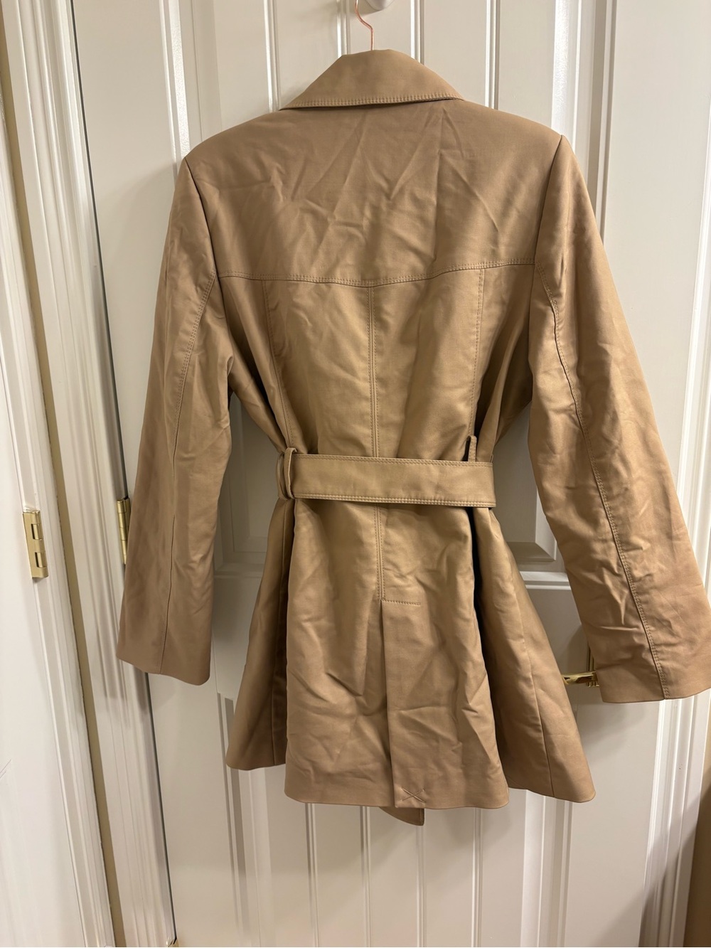 The Limited NWT | Tan Belted Short Trench Coat Rain Jacket Size L Classic Style - Picture 2 of 11